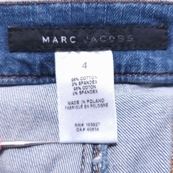 MARC JACOBS Jeans Y2K Wide Leg Flared Denim 29x33 Womens 4 Distressed - Picture 7 of 15